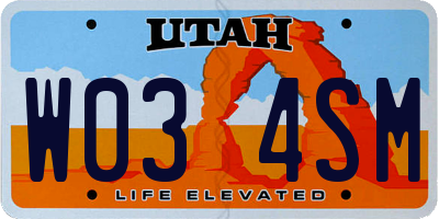 UT license plate W034SM