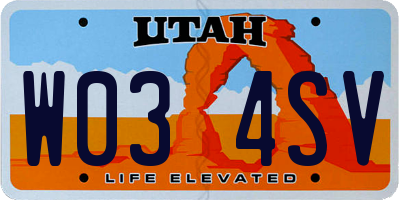 UT license plate W034SV