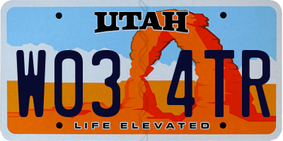 UT license plate W034TR