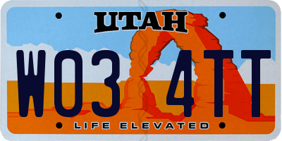 UT license plate W034TT