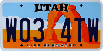 UT license plate W034TW