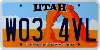 UT license plate W034VL