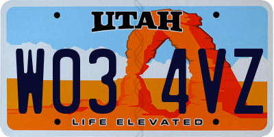 UT license plate W034VZ