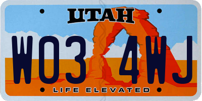 UT license plate W034WJ