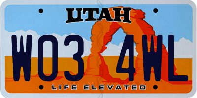 UT license plate W034WL
