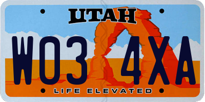 UT license plate W034XA