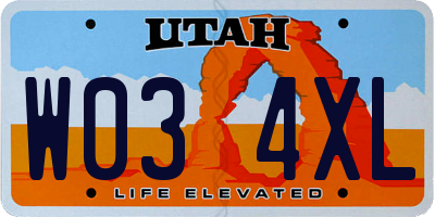 UT license plate W034XL