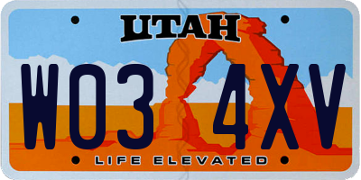 UT license plate W034XV