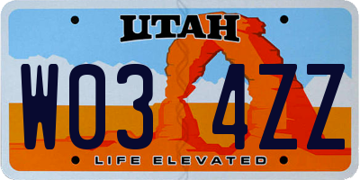 UT license plate W034ZZ