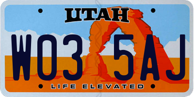 UT license plate W035AJ