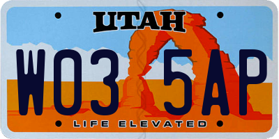 UT license plate W035AP