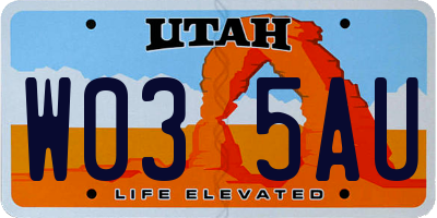 UT license plate W035AU