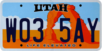 UT license plate W035AY