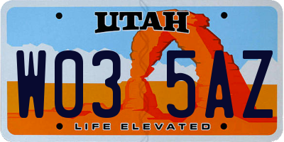 UT license plate W035AZ