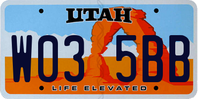 UT license plate W035BB