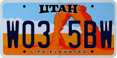 UT license plate W035BW