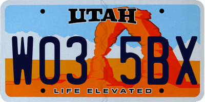 UT license plate W035BX