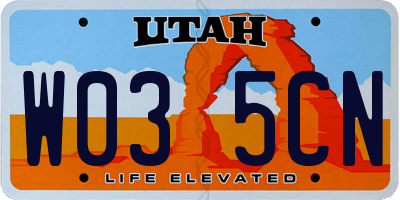 UT license plate W035CN