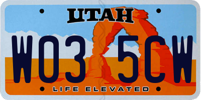 UT license plate W035CW