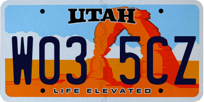 UT license plate W035CZ