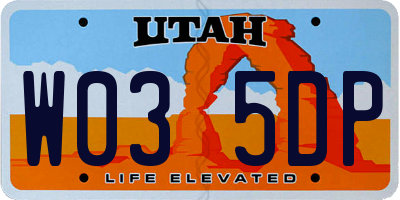 UT license plate W035DP