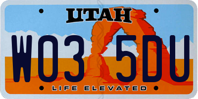 UT license plate W035DU