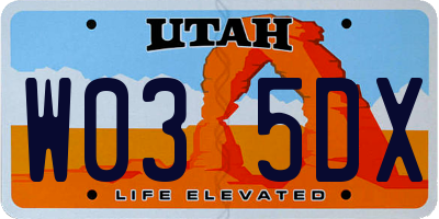 UT license plate W035DX