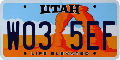 UT license plate W035EF