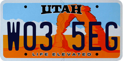 UT license plate W035EG