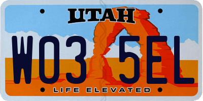 UT license plate W035EL