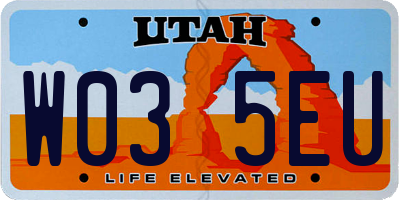 UT license plate W035EU