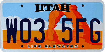 UT license plate W035FG