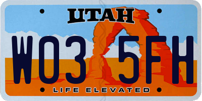 UT license plate W035FH