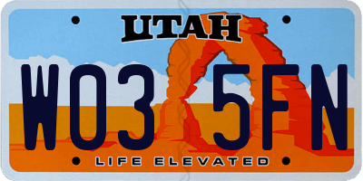 UT license plate W035FN