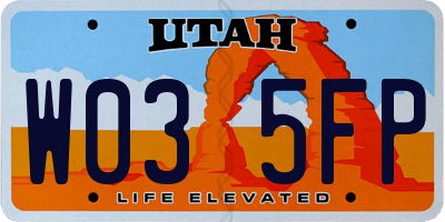 UT license plate W035FP