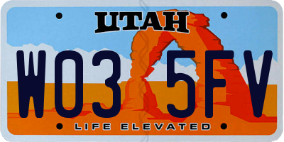 UT license plate W035FV
