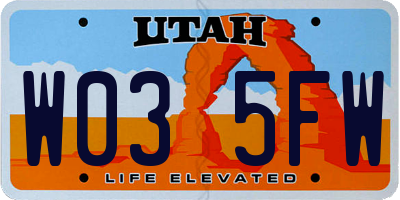 UT license plate W035FW