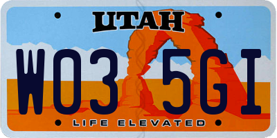UT license plate W035GI