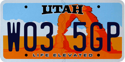 UT license plate W035GP