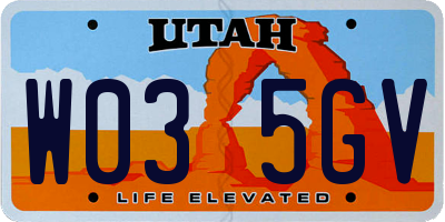 UT license plate W035GV