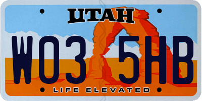 UT license plate W035HB