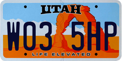 UT license plate W035HP