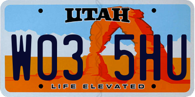 UT license plate W035HU