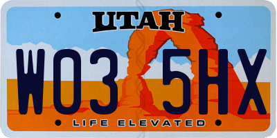 UT license plate W035HX