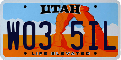UT license plate W035IL