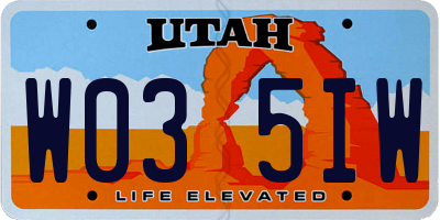 UT license plate W035IW