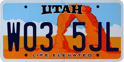 UT license plate W035JL