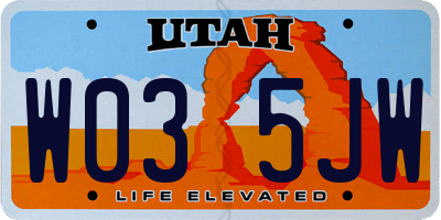 UT license plate W035JW