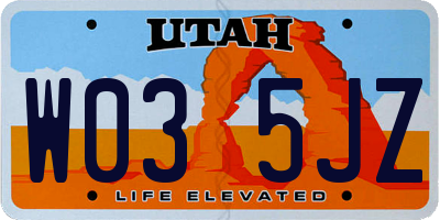 UT license plate W035JZ