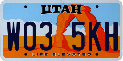 UT license plate W035KH